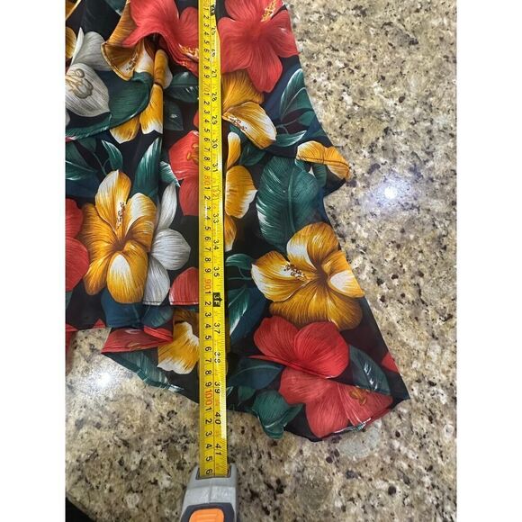 VINTAGE J. Harris 90s Tropical Hawaii Tiered Ruffle Asymmetric Midi Dress Size 4 - Picture 16 of 16